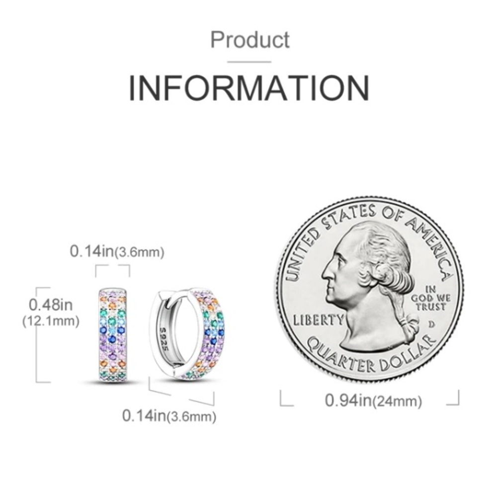 💫 Sterling Silver Colorful Rainbow Hoop Earrings - Picture 4 of 4